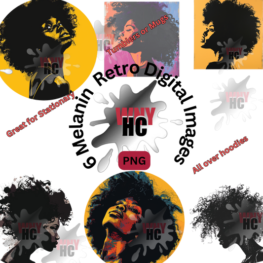 MELANIN RETRO Digital Bundle, Retro Vintage PNG, Retro Afro. Black Woman PNG